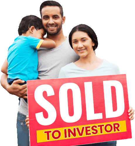 Happy family with a sign SOLD